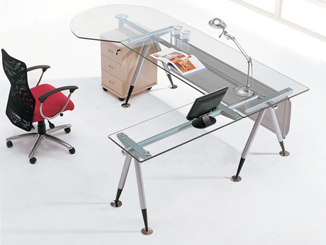 Office Desk|Glass Executive Desk|Office Furniture|Glass Executive Desk|玻璃班台|玻璃办公桌|玻璃办公台 CG-BLBT-08